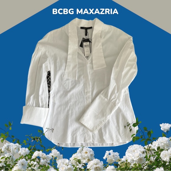 BCBGMaxAzria Tops - 🇺🇸BCBG BCBGMAXAZRIA WHITE NEW BLOUSE SHIRT COTTON med
